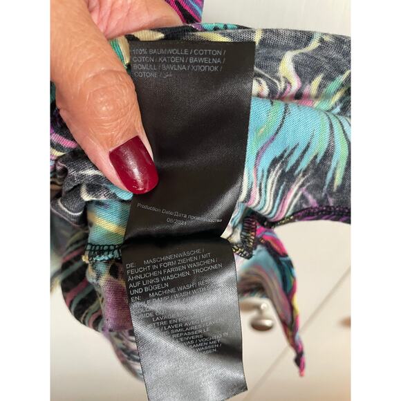 Ulla Popken short sleeve colorful tropical t-shirt cotton v-neck Size 24/26 - Picture 8 of 8